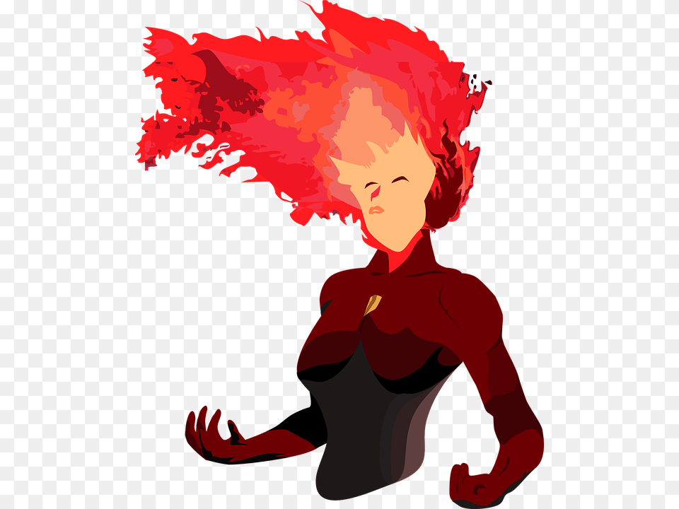 Hero With Hair On Fire Woman With Blazing Hair Illustration, Baby, Person, Art, Graphics Free Png