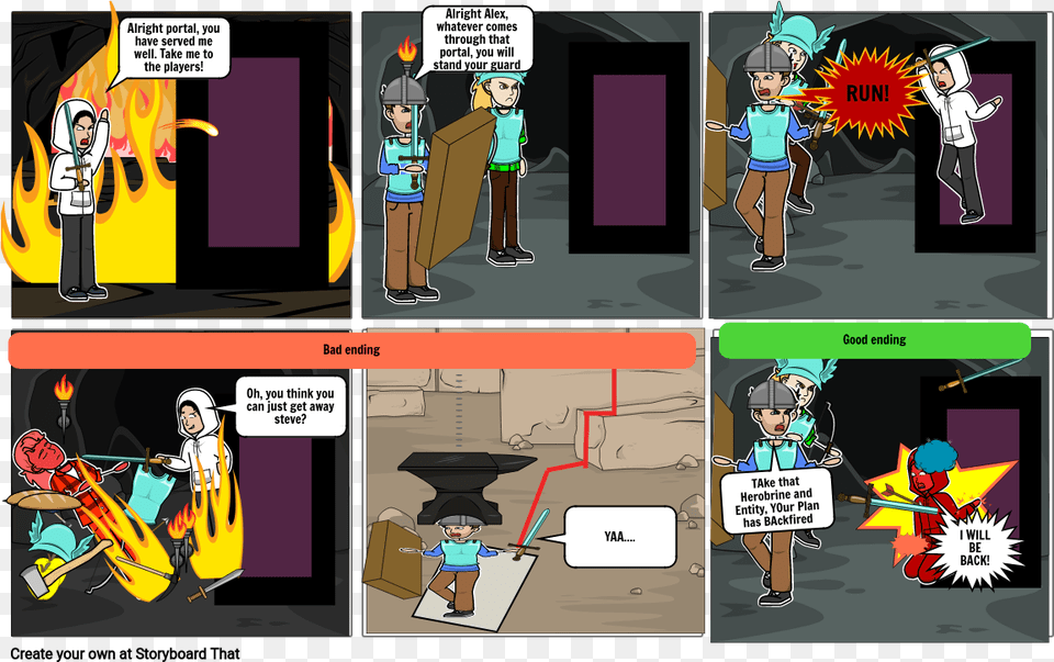 Herobrine Fire Storyboard By Minecraftzhang2025 Cartoon, Book, Comics, Publication, Person Free Transparent Png