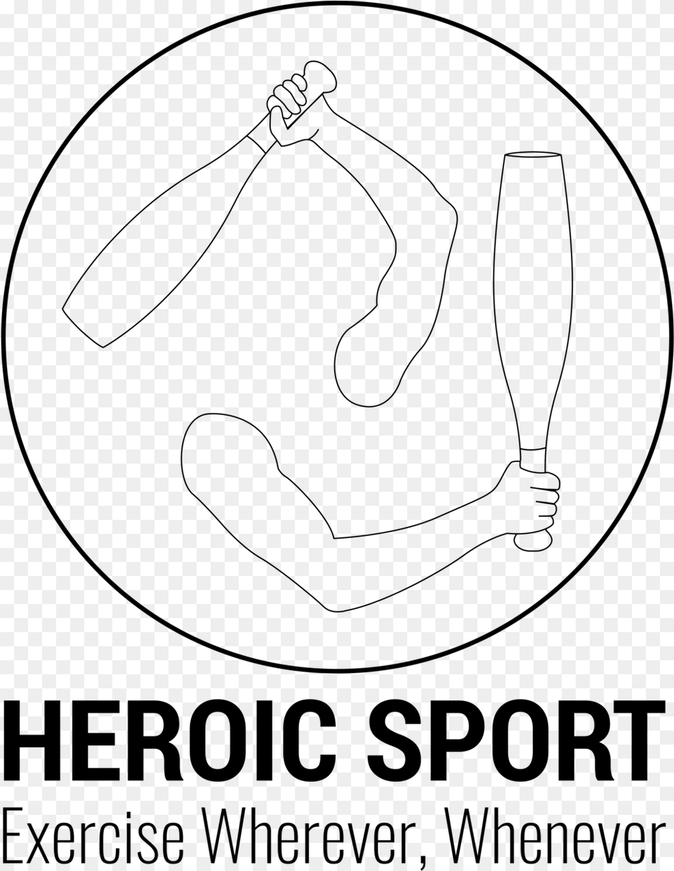 Heroic Sport Logo Outline Line Art, Gray Png Image