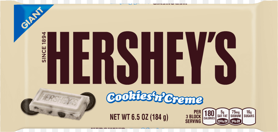 Hersheys Cookies Amp Cream Giant Bar Hershey Chocolate Cookies And Cream, License Plate, Transportation, Vehicle Free Transparent Png