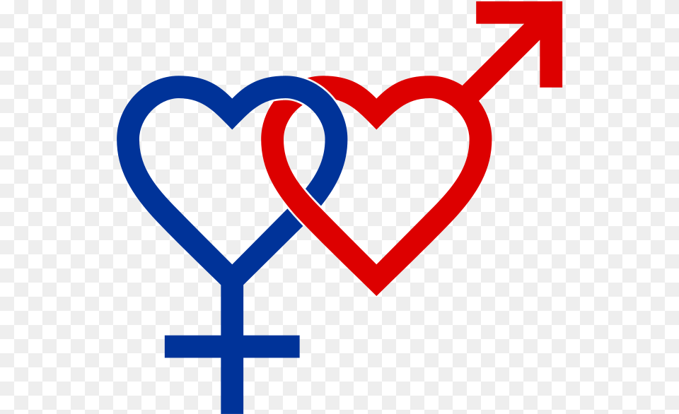 Heterosexual Symbol Two Hearts Blue Red Heterosexualidad Definicion, Heart, Dynamite, Weapon, Can Png Image