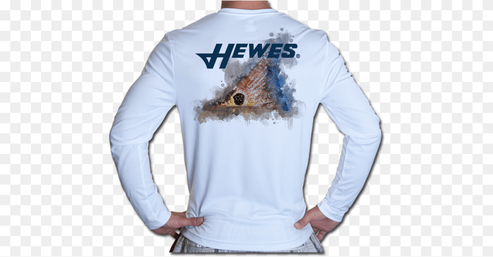 Hewes Ls Technical Fishing Shirt Tailing Red Watercolor Hewes, Clothing, Long Sleeve, Sleeve, T-shirt Png