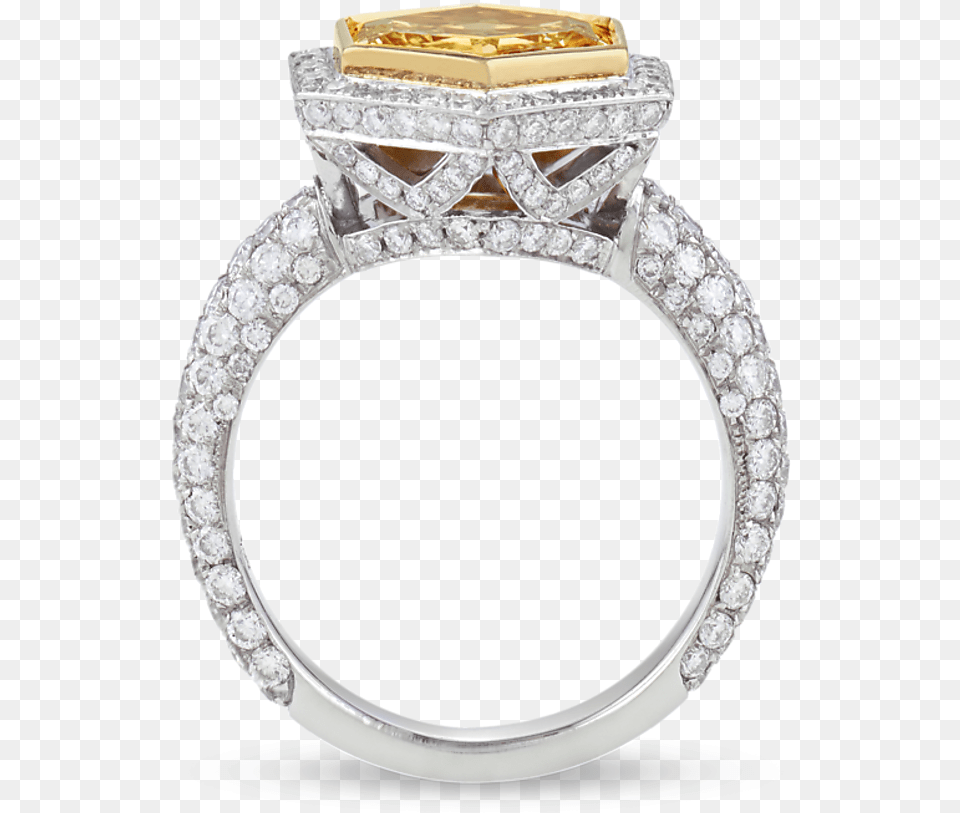 Hexagon Fancy Intense Yellow Diamond Ring Ring, Accessories, Gemstone, Jewelry, Gold Png Image