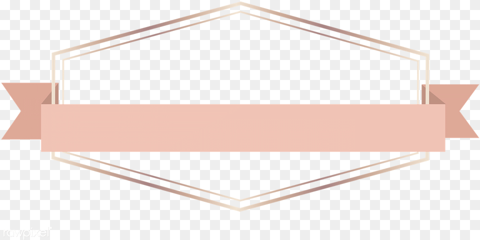 Hexagon Frame In Ribbon Banner Badge Rose Gold Ribbon, Blade, Dagger, Knife, Weapon Free Png