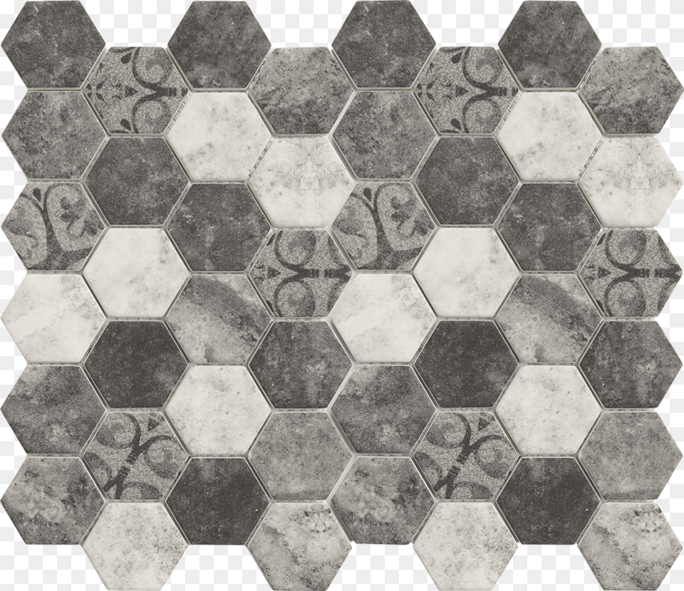 Hexagon Glass Tile Grey Glass Tile, Slate, Floor, Flooring, Pattern Png Image