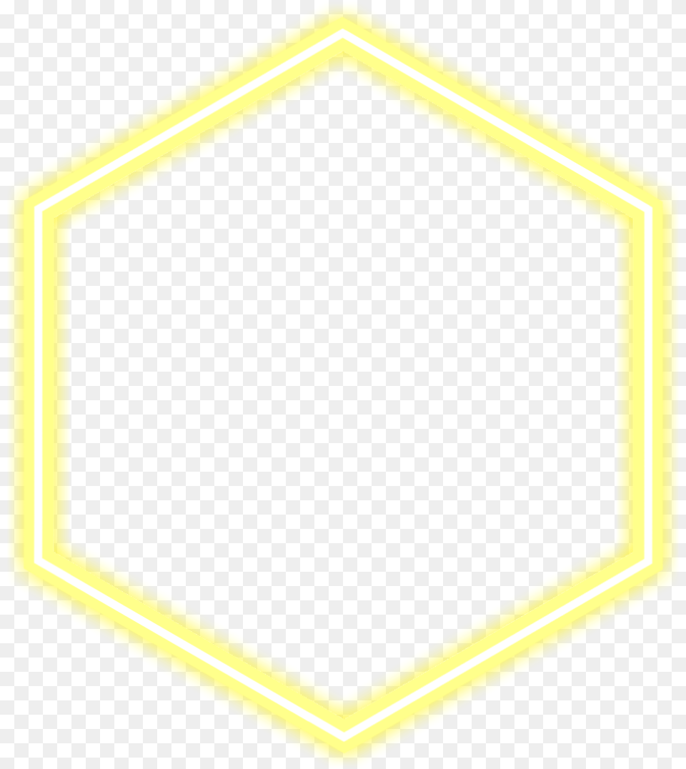 Hexagon Hexagonal Yellow Amarelo Neon Neonlights Neon Blue Hexagon, Sign, Symbol, Blackboard, Road Sign Free Png