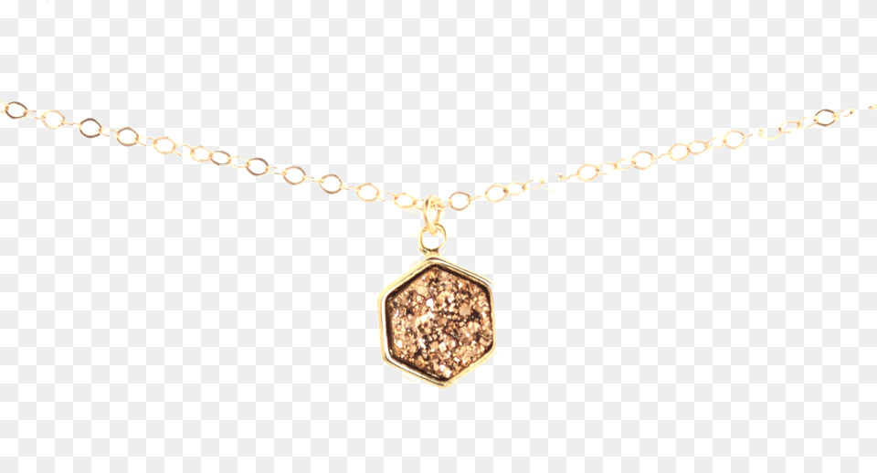 Hexagon Rose Gold Druzy Necklace Locket, Accessories, Jewelry, Diamond, Gemstone Png