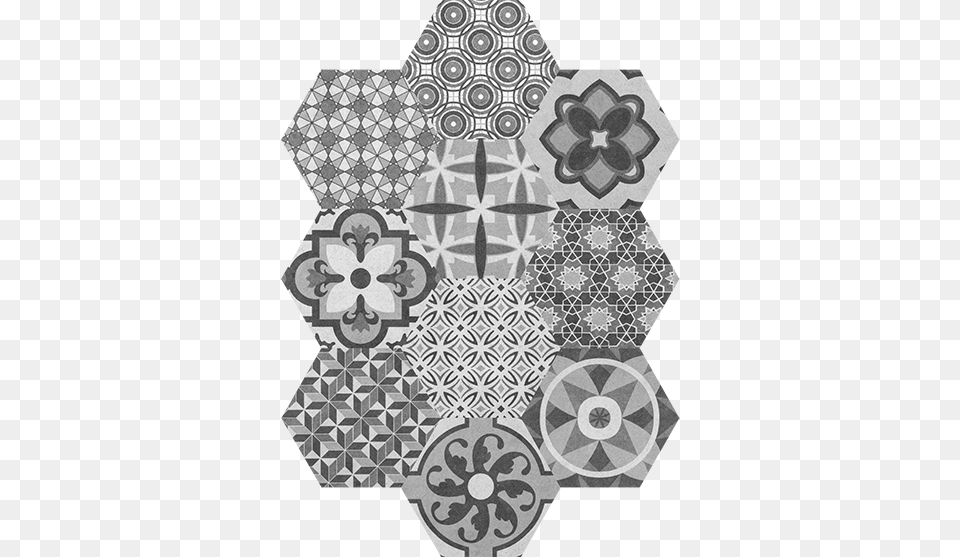 Hexagonal Decorative Floor Tile Gres Hiszpaski Vendimia Mix Antracytowy, Pattern, Art, Floral Design, Graphics Png Image
