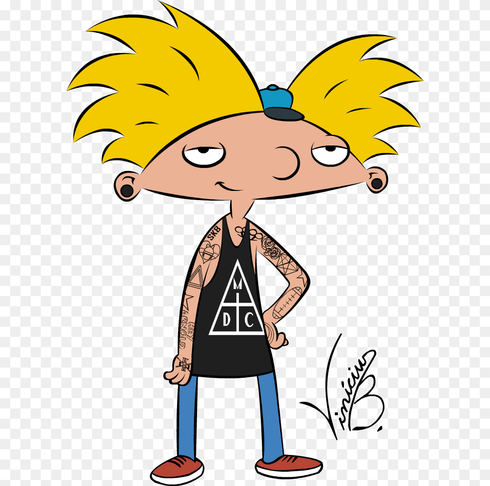 Hey Arnold With Tattoos, Cartoon, Person, Face, Head Free Png Download