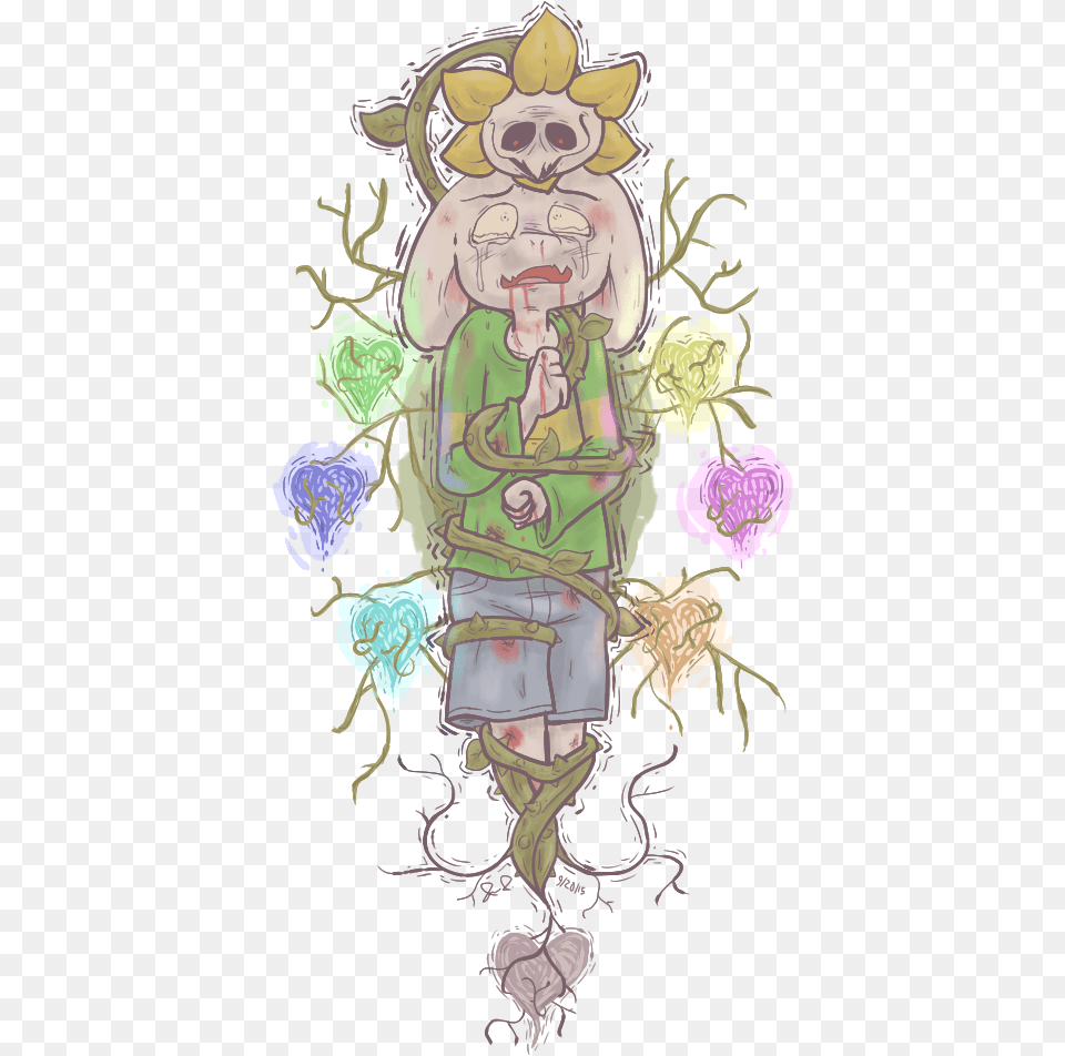 Hey Wanted To Draw Some Fanart Of A Fun And Cute Game Asriel And Flowey Art, Person, Graphics, Flower, Plant Free Png Download