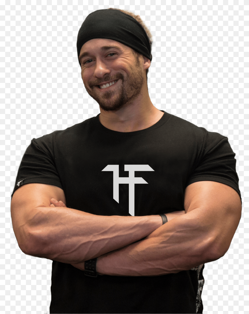 Hf Arms Crossed, T-shirt, Clothing, Man, Adult Free Png