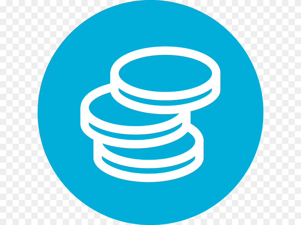 Hfh Icon Coins Bluecircle Coin Blue Icon, Coil, Spiral, Light, Disk Png Image