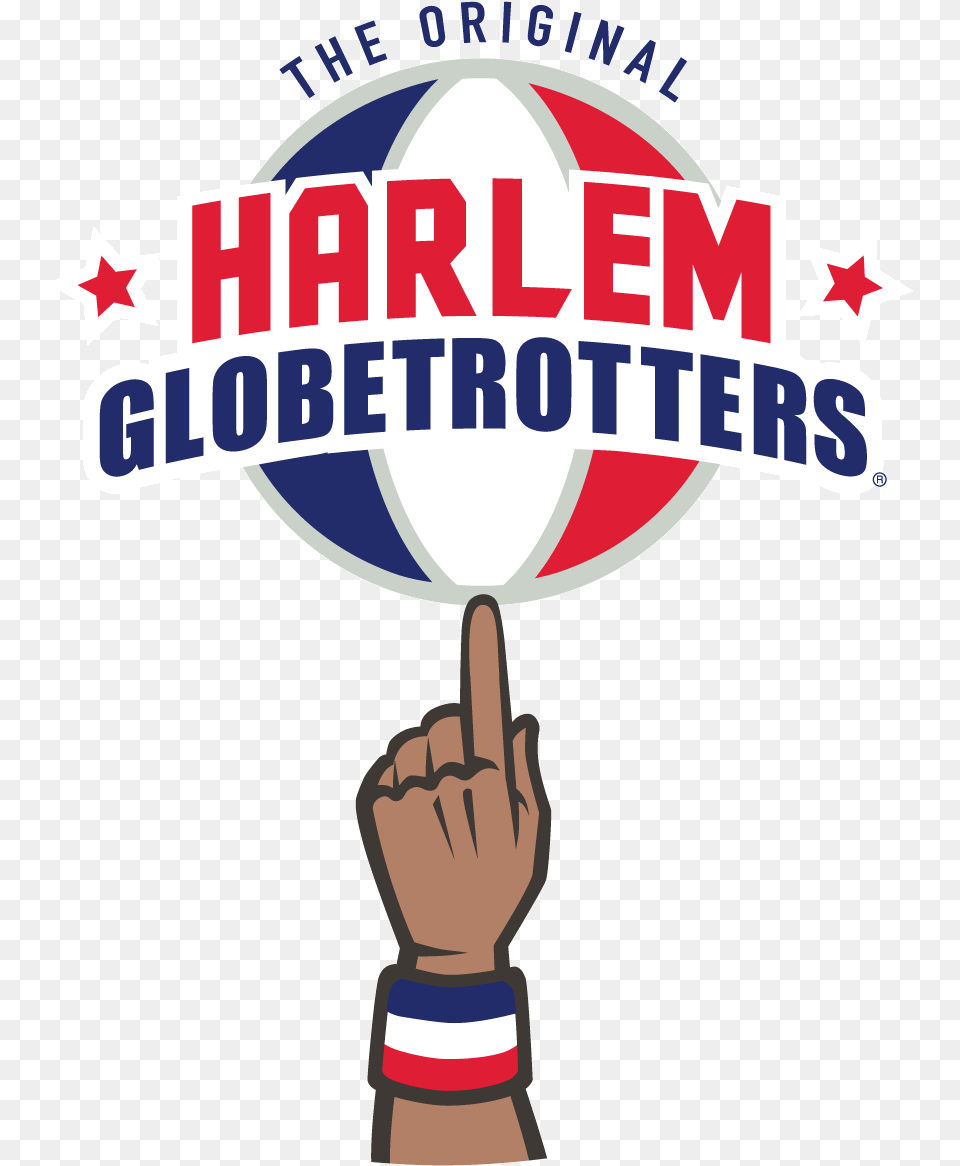 Hgl 001 Globetrotters Finger On Ball Logo Harlem Globetrotters First Logo, Balloon, Body Part, Hand, Person Free Png Download