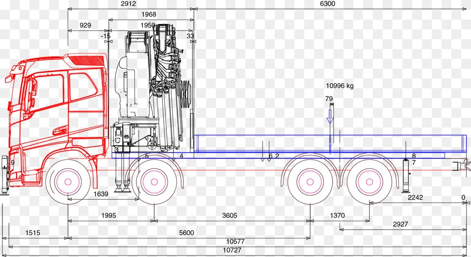 Hiab Truck Dimensions, Cad Diagram, Diagram, Machine, Wheel Free Png Download
