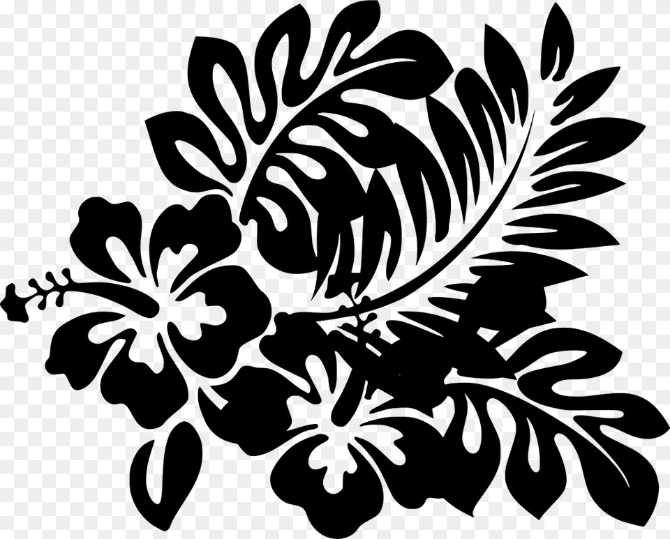 Hibiscus Clip Art, Gray Free Png