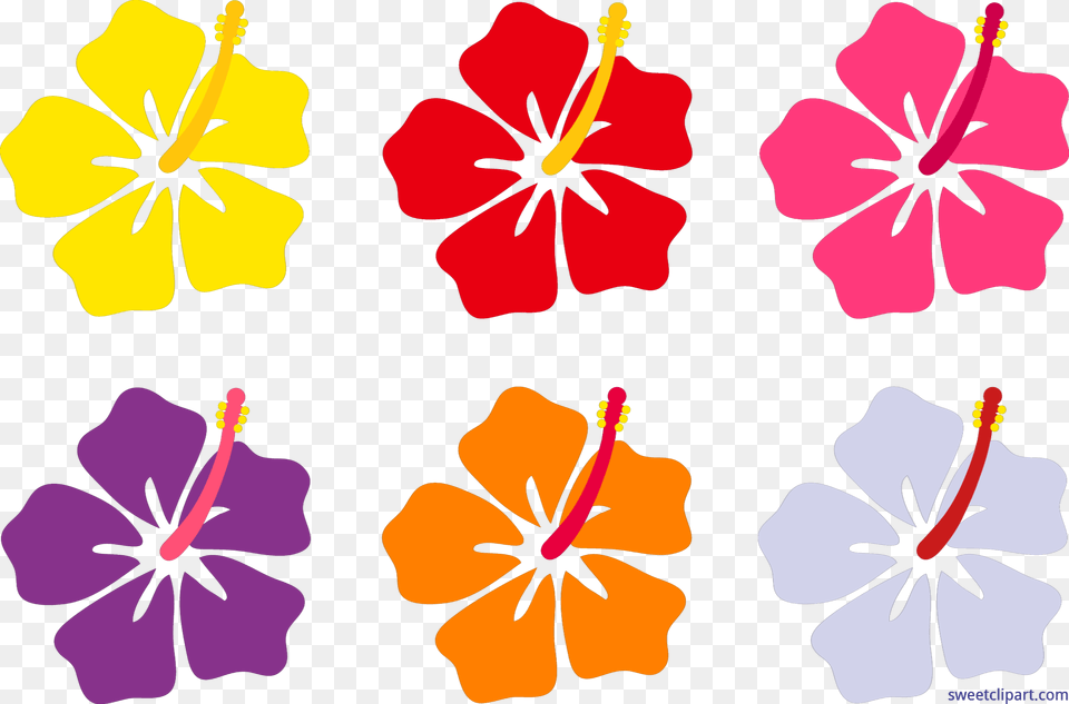 Hibiscus Flowers Set Clip Art Hawaiian Flowers Cartoon, Flower, Plant, Dynamite, Weapon Png Image