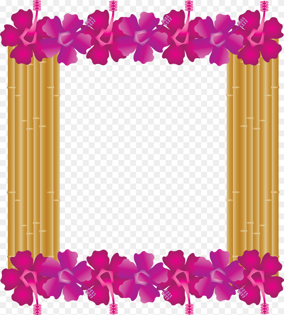 Hibiscus Frame Bamboo Frame Hawaiian Tropical Clip Art, Accessories, Flower, Flower Arrangement, Ornament Free Png