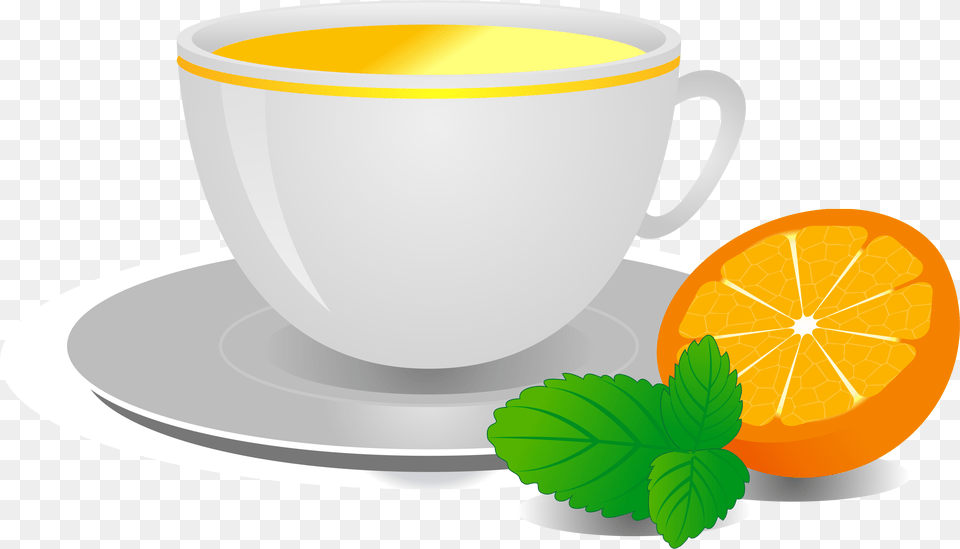 Hibiscus Tea Coffee Cup Orange Pu Er Coffee Cup, Saucer, Herbs, Mint, Plant Png Image