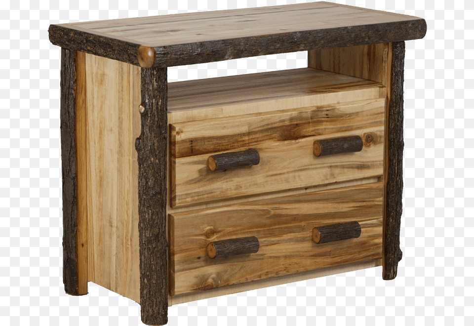 Hickory Log 2 Drawer Tv Stand Solid, Cabinet, Furniture, Table, Mailbox Free Png