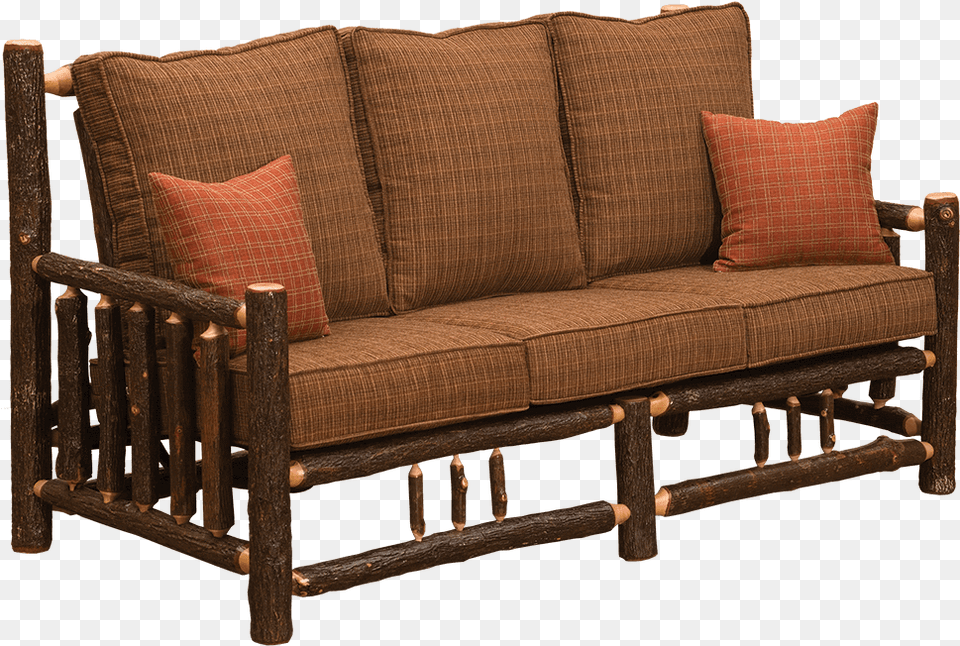 Hickory Log Frame Sofa Studio Couch, Cushion, Furniture, Home Decor, Pillow Free Png