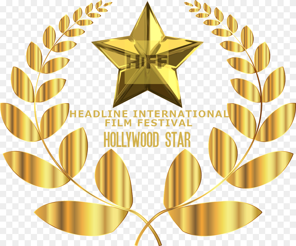 Hiff Hollywood Star Coroa De Louros Em, Gold, Symbol, Badge, Logo Png