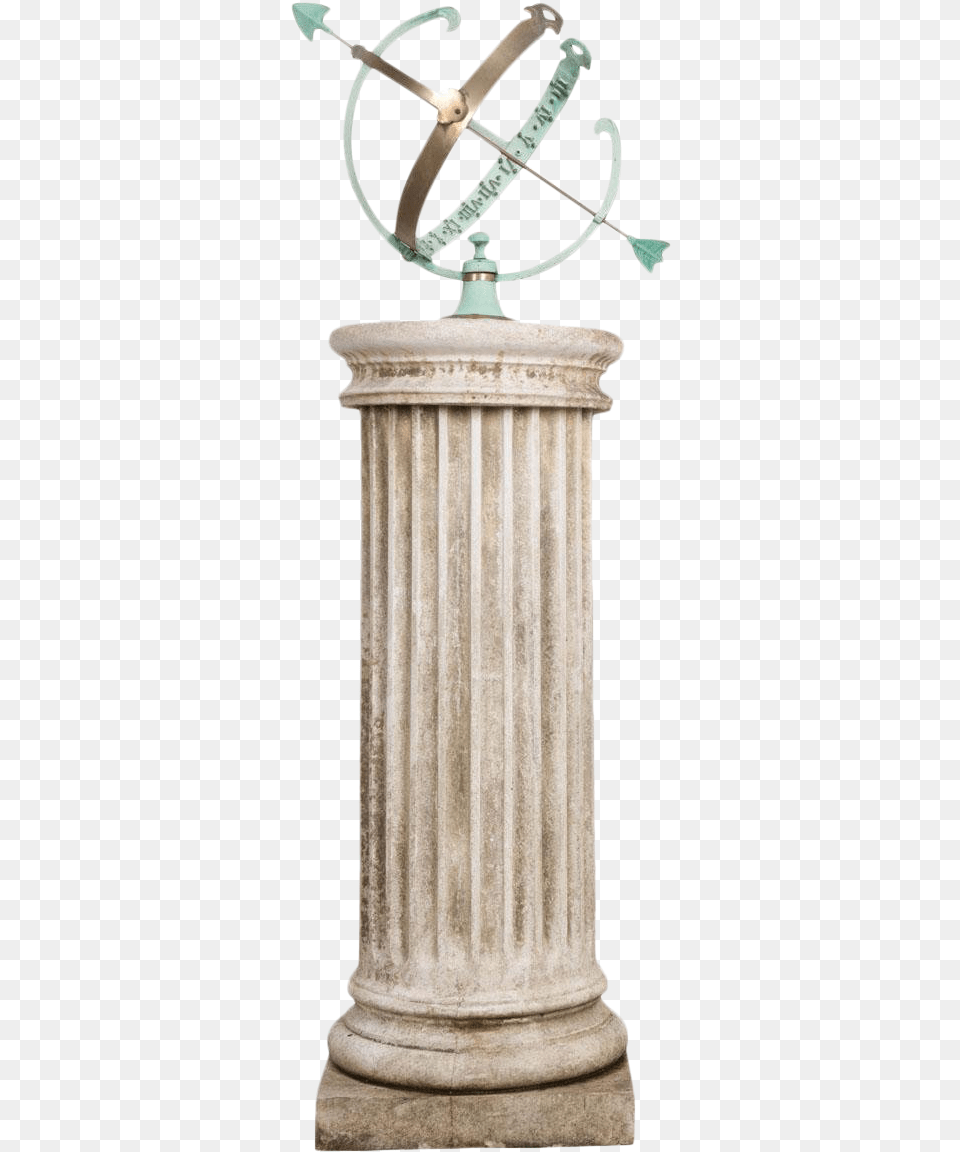 High End French Early 20th Century Armillary Sphere Column, Sundial, Architecture, Pillar Png Image