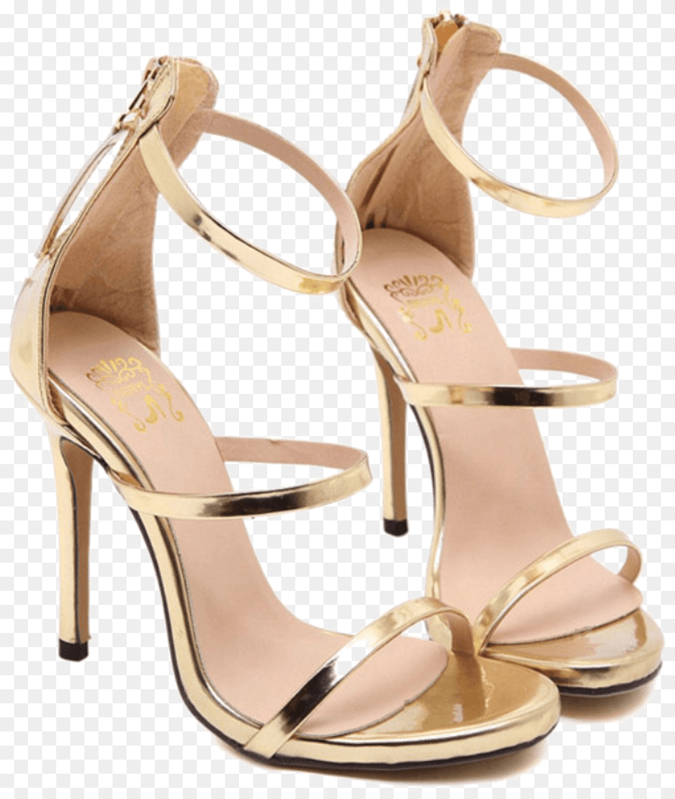 High Heel Sandal Background Gold High Heels, Clothing, Footwear, High Heel, Shoe Png Image
