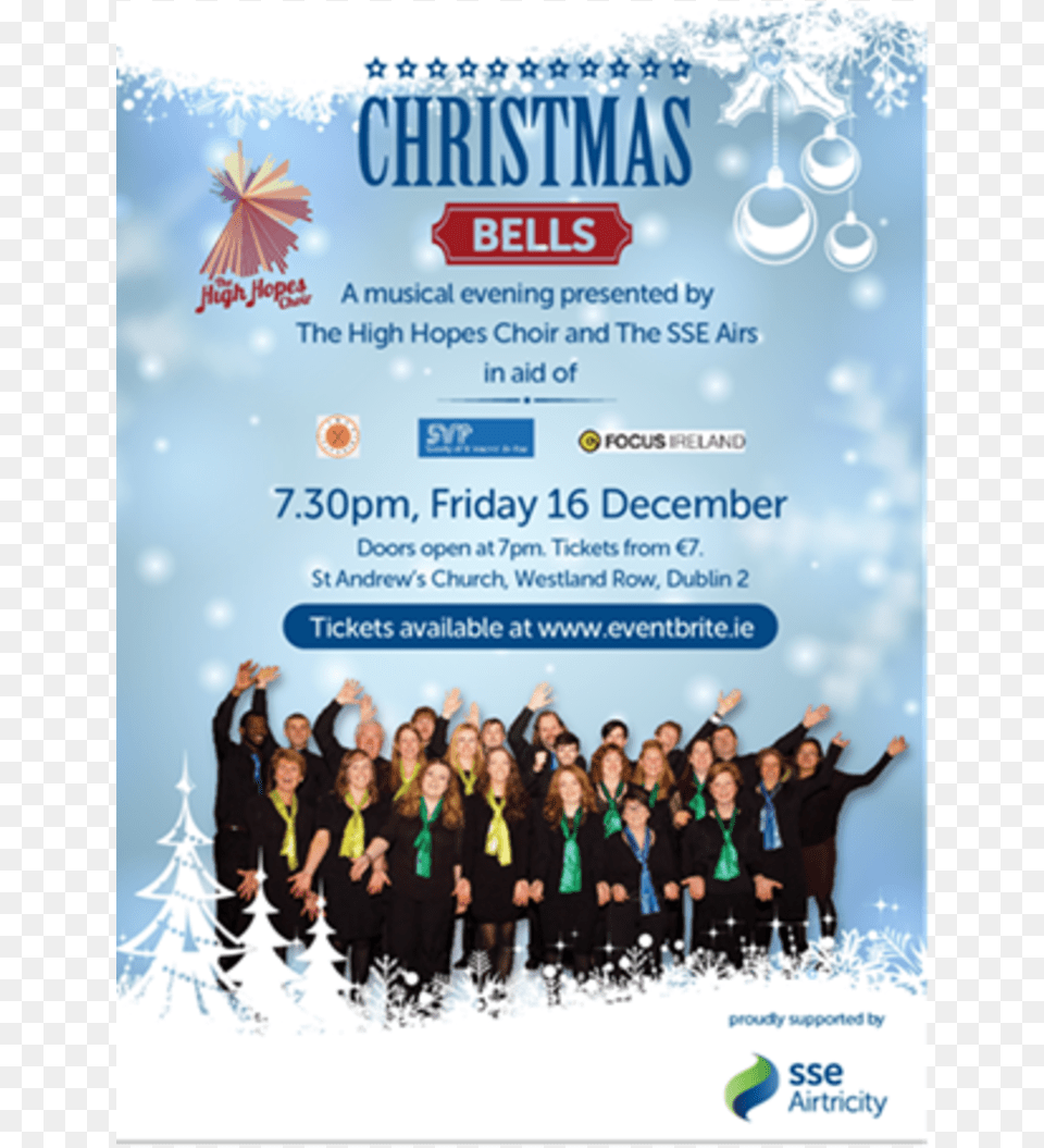 High Hopes Choir And Sse Airs To Stage Charity Christmas Sse Airtricity League, Advertisement, Poster, Person, People Free Png Download