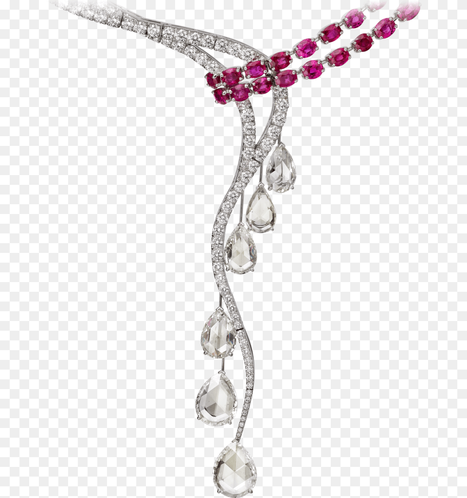 High Jewellery Necklacewhite Gold Rubies Diamonds Chain, Accessories, Diamond, Gemstone, Jewelry Free Png Download