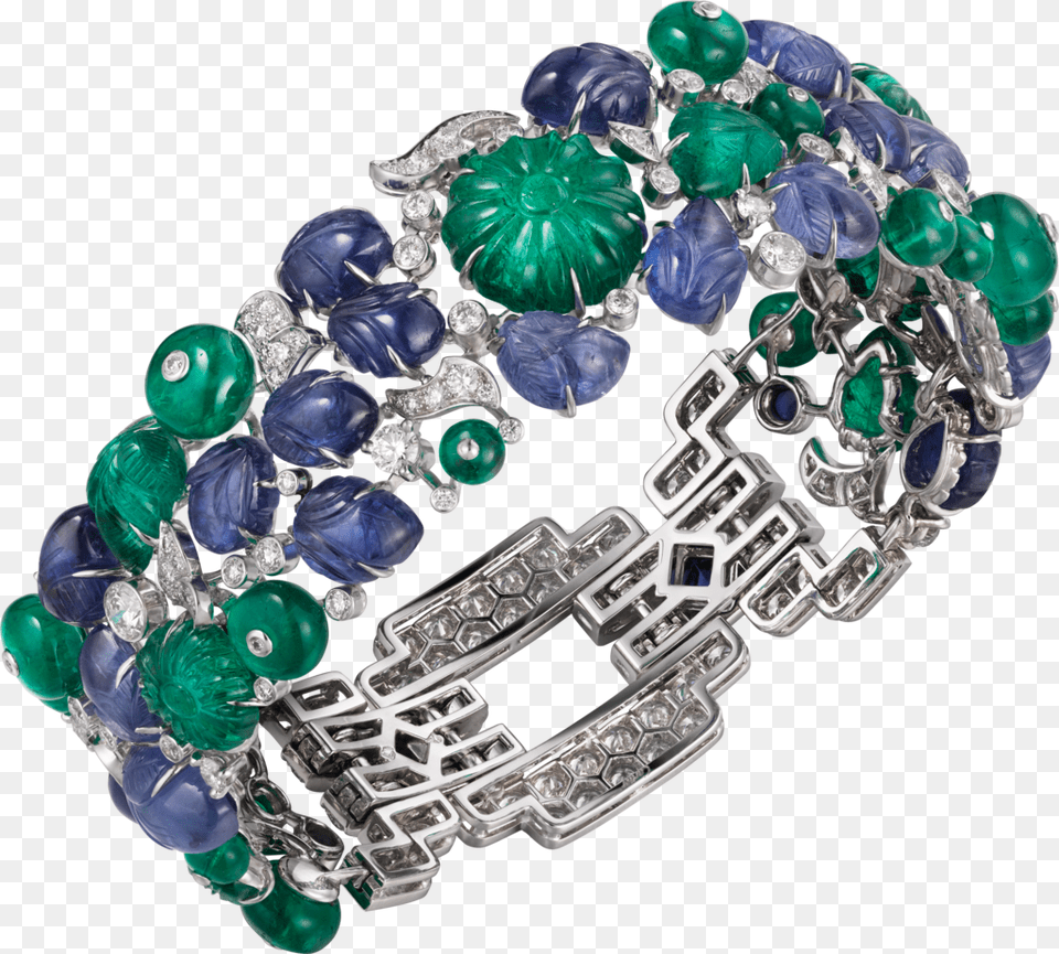 High Jewelry Bracelet Watch Ruby Emerald And Sapphire Beads Or Cabochon Cartier, Accessories, Gemstone, Necklace, Jade Free Png Download