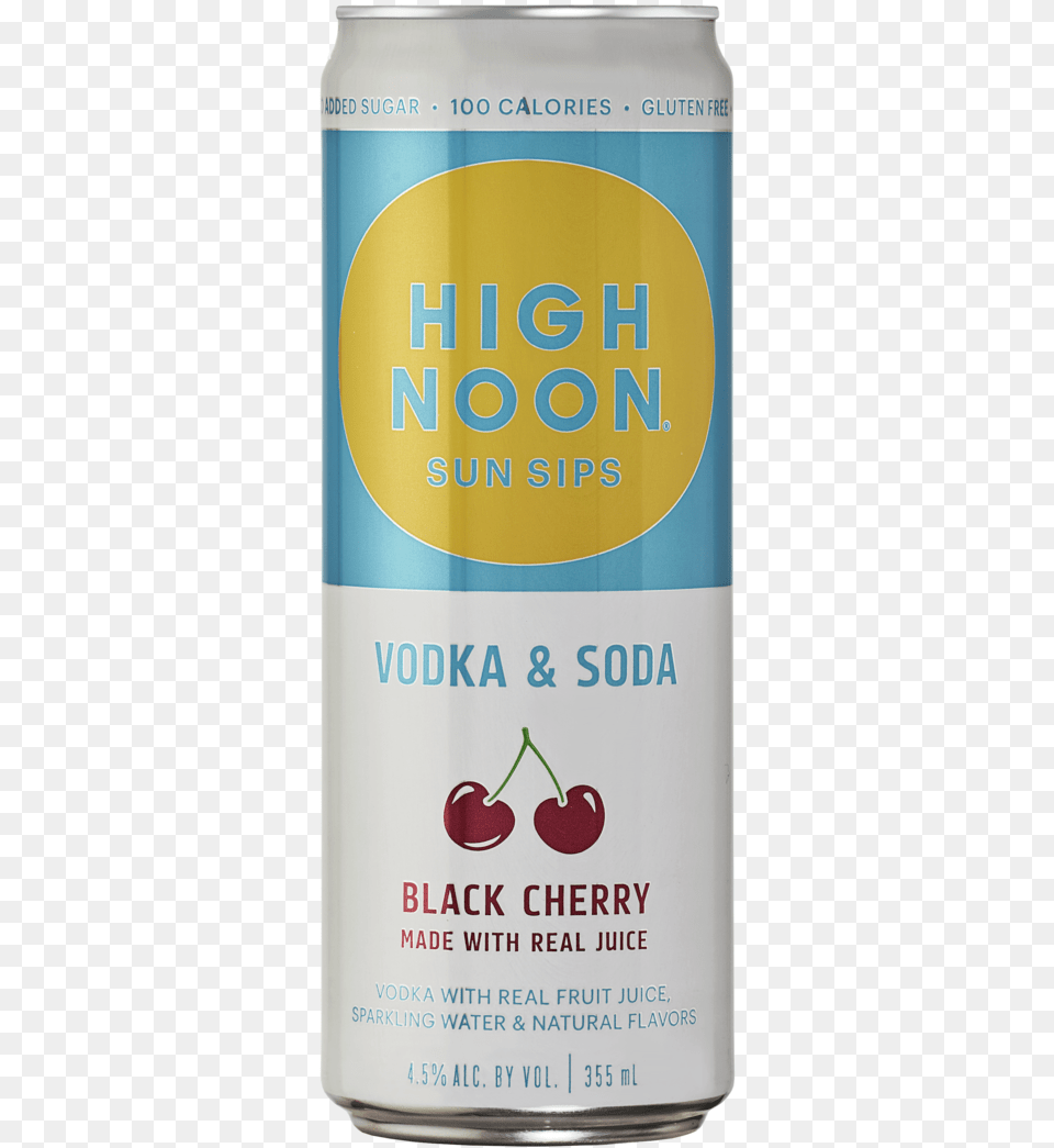 High Noon Vodka Amp Soda Black Cherry 4pk Can High Noon Vodka And Soda, Tin, Food, Fruit, Plant Free Png