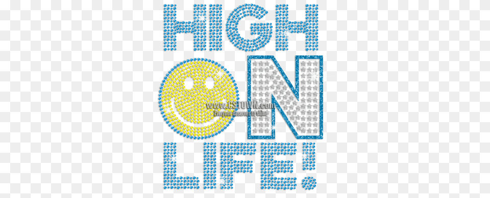 High On Life Emoji Hotfix Rhinestud Glitter Transfer Circle, Pattern, Text, Number, Symbol Free Png