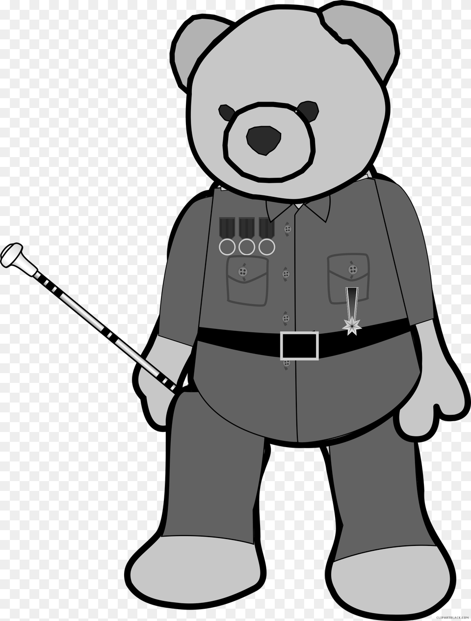 High Quality Bear Animal Free Black White Clipart Images Osito Militar Caricatura, People, Person, Mammal, Wildlife Png