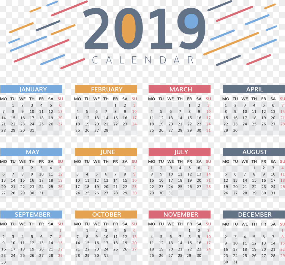 High Quality Calendar 2019, Text Free Png Download