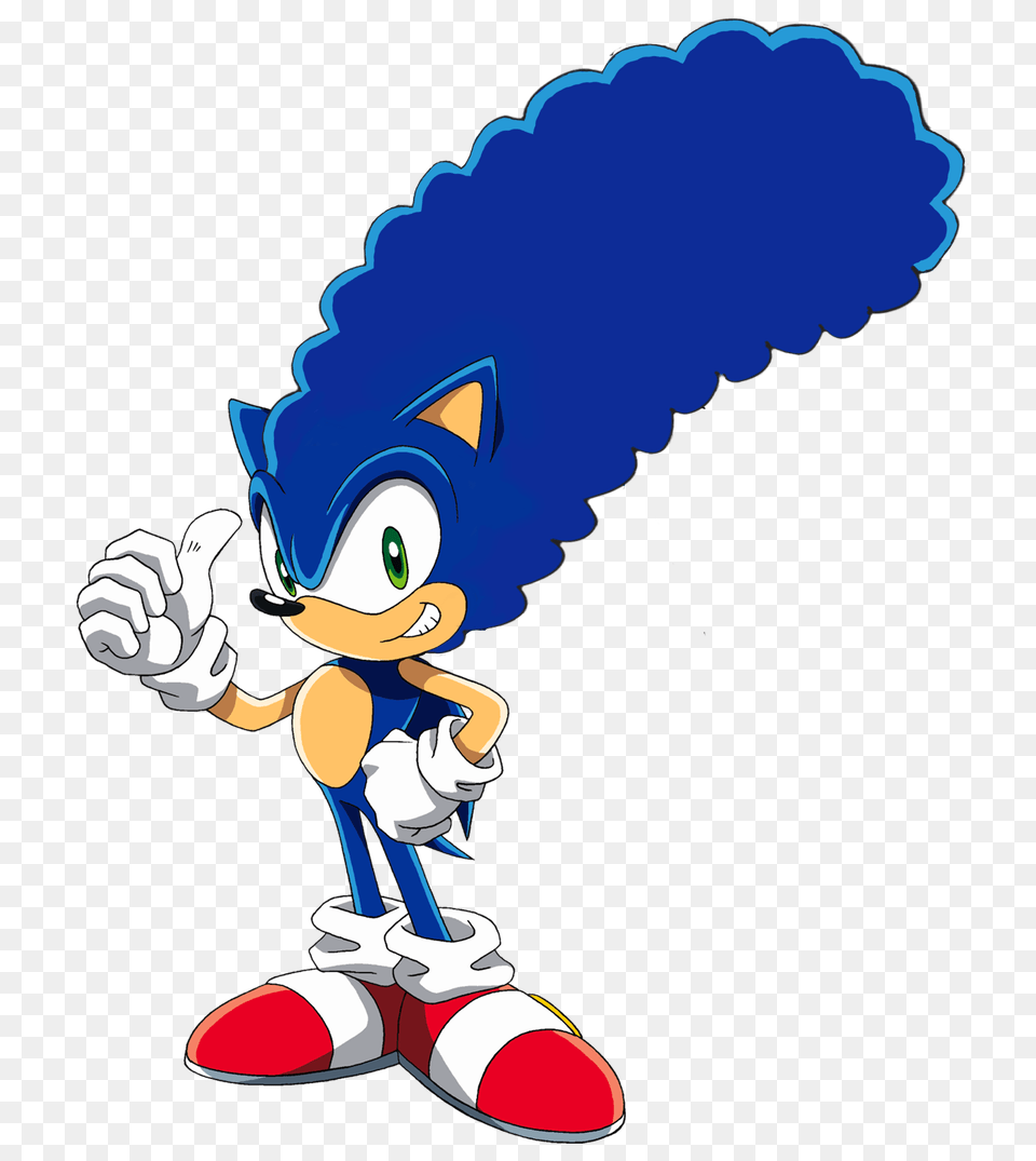 High Quality Image Of Sonic With Marge Simpsons Hair, Cartoon, Boy, Child, Male Png