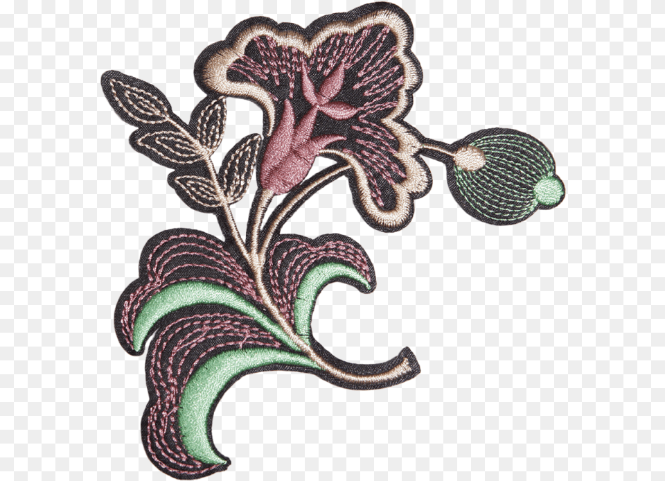 High Quality Vintage Flower Iron On Patch Motif, Accessories, Pattern, Embroidery, Plant Png Image