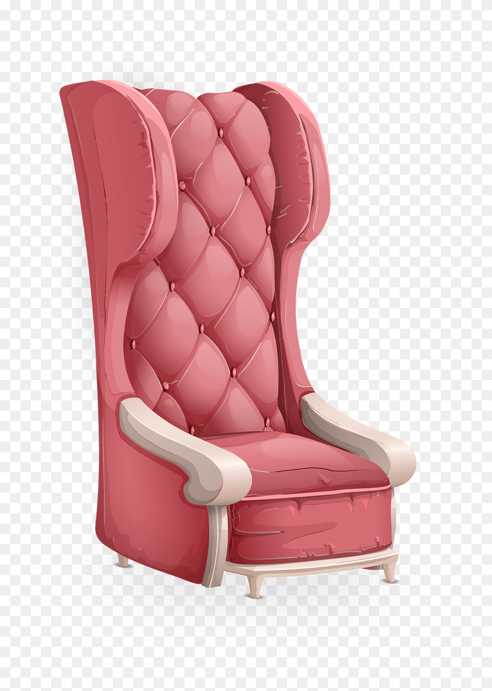 High Quilted Pink Armchair Clipart, Chair, Furniture Png