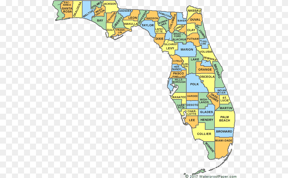 High Resolution Florida County Map, Chart, Plot, Atlas, Diagram Png
