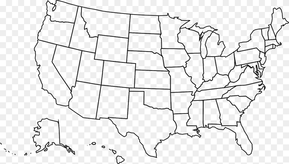 High Resolution United States Map Outline, Gray Png