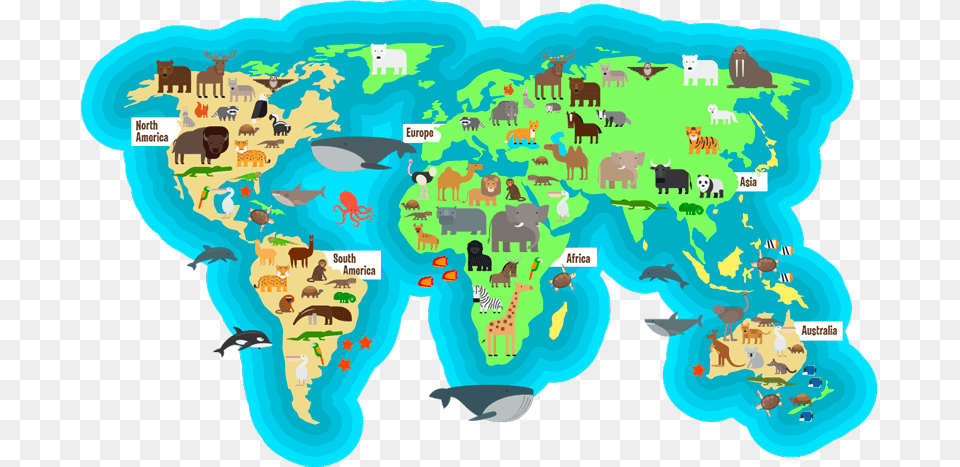 High Resolution World Map With Animals, Chart, Plot, Neighborhood, Atlas Png Image