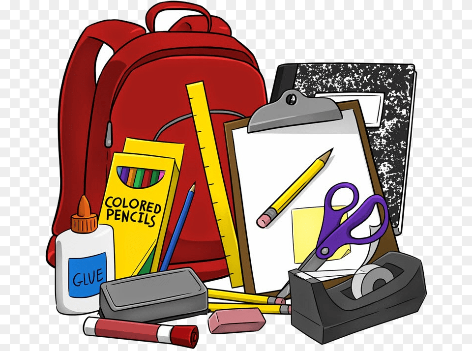 High School English Supplies Clipart Clipartfest Transparent School Supplies Clipart, Bag, Backpack, Pen, Cosmetics Png