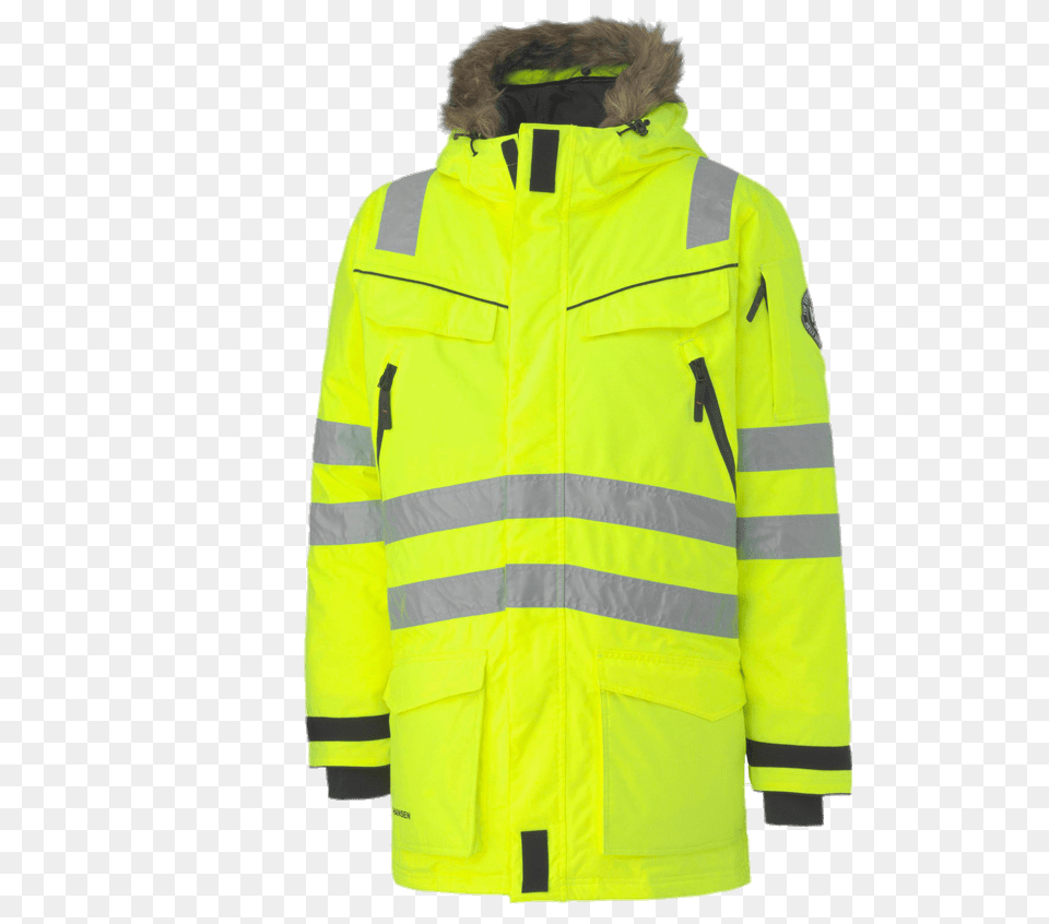 High Visibility Parka, Clothing, Coat, Jacket, Raincoat Free Png