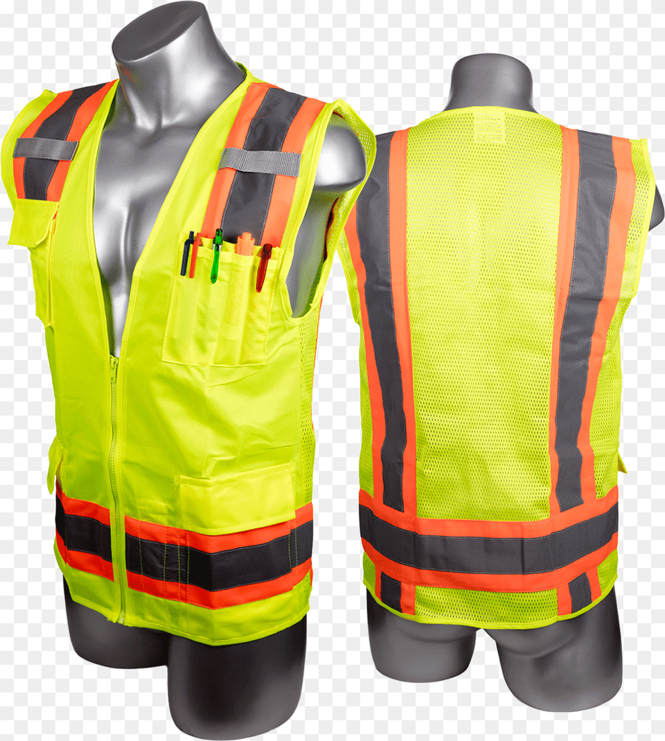 High Visibility Yellow Safety Surveyor Vest Vest, Clothing, Lifejacket, Coat Free Png Download