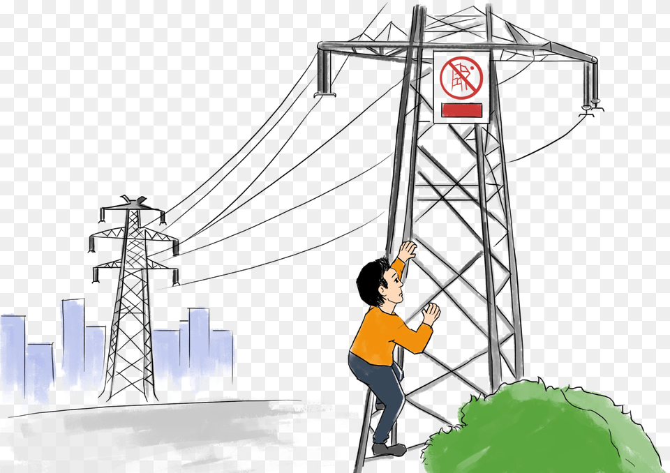 High Voltage Transmission Tower Photo Electricity, Utility Pole, Cable, Person, Male Free Png