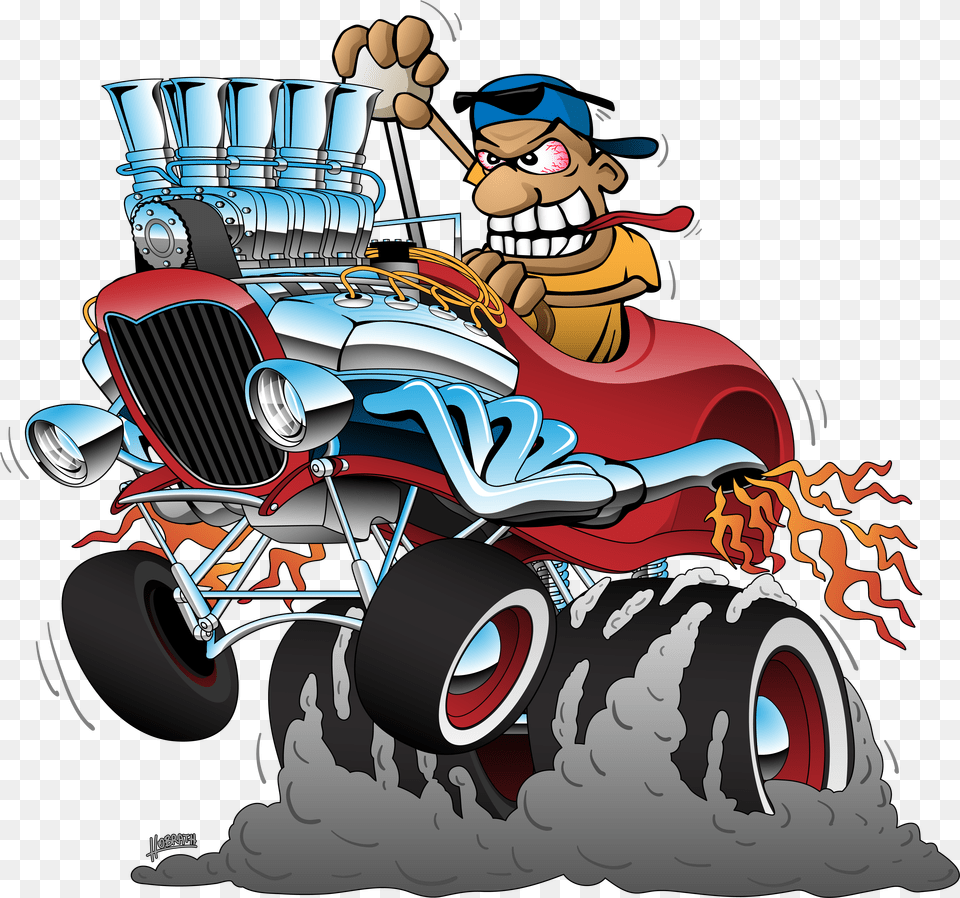 Highboy Hot Rod Race Car Dragster Hot Rod Cartoon, Book, Comics, Publication, Lawn Mower Png