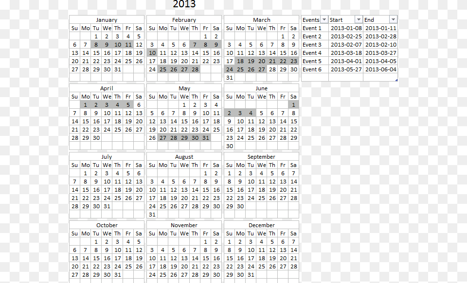 Highlight Events In A Calendar6 Excel Vba How Make Calendar, Text Png