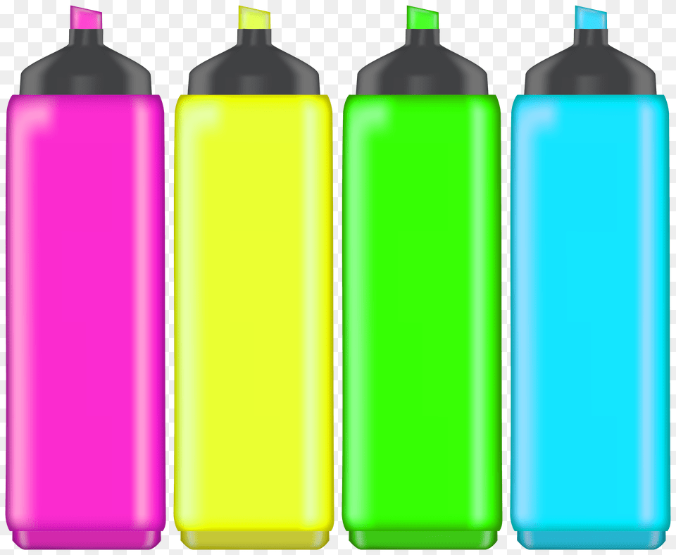 Highlight Markers Clip Art, Bottle, Water Bottle, Shaker, Cylinder Free Png
