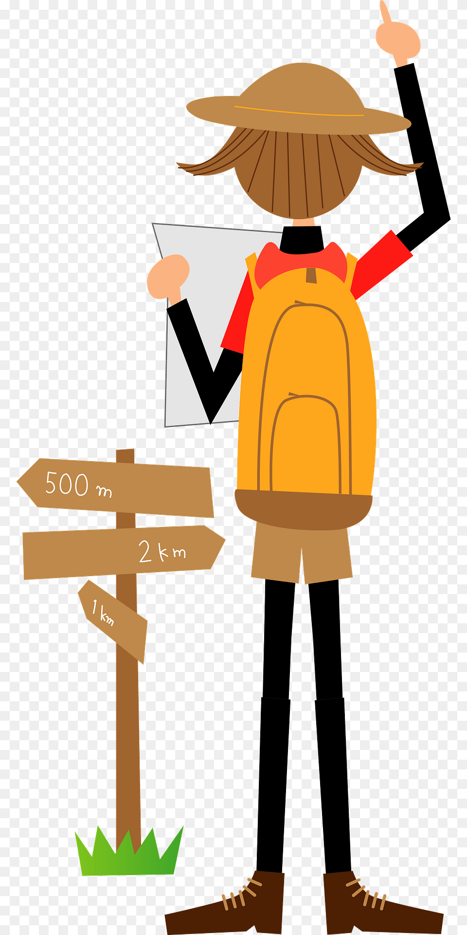 Hiker Girl Clipart, Clothing, Hat, Person, Bag Free Png