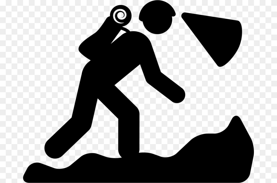 Hiker Silhouette On Mountain Caving Silhouette, Photography, Appliance, Blow Dryer, Device Png Image