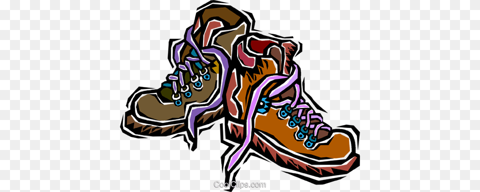 Hiking Boots Royalty Free Vector Clip Art Illustration, Clothing, Footwear, Shoe, Sneaker Png Image